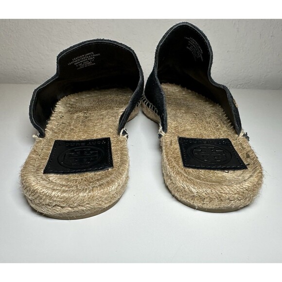 TORY BURCH Max Black Suede Flat Espadrille‎ Mules Slip On Shoes Women's 6.5 - Picture 3 of 10